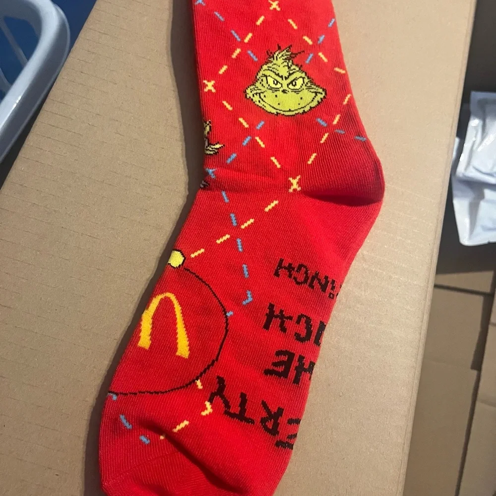 McDonald’s Red Grinch Socks - Picture 1 of 2